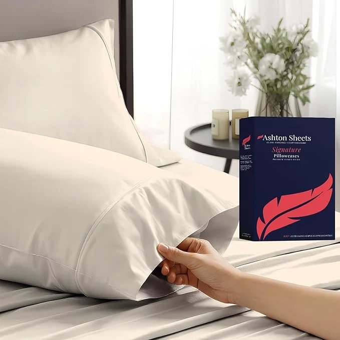 User-Friendly Ashton Sheets Egyptian Cotton Queen Pillow Cases Set of 2 – Luxury 1200 Thread Count Pillow Cases Queen Size Ivory Soft Cooling Hotel Collection Pillowcases Fits Queen Standard Pillow Eco-Friendly