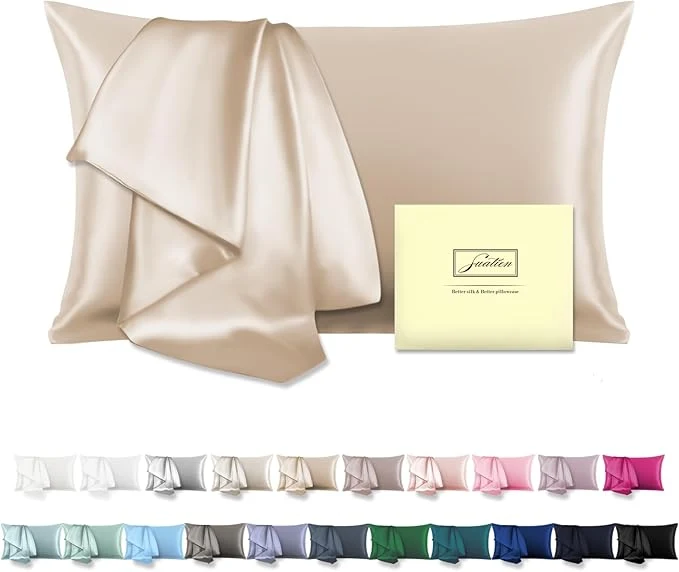 Excellent Natural Mulberry Silk Pillowcase for Hair and Skin Queen Size 20 quot X30 quot Pillow Case with Hidden Zipper Soft Breathable Smooth Cooling Silk Pillow Covers for Sleeping Champagne Queen 1Pcs