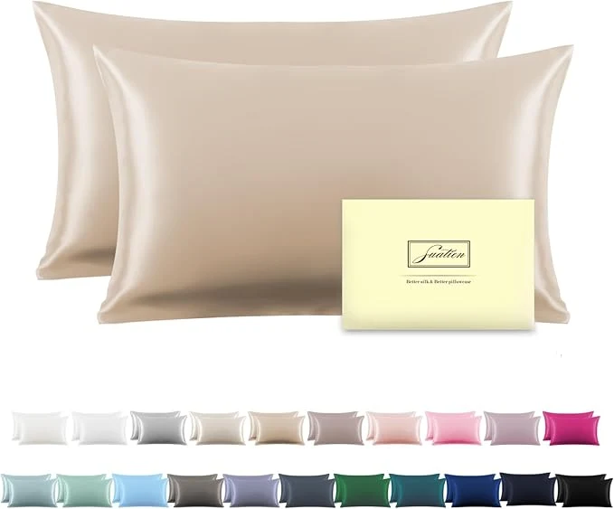 Versatile Silk Pillow Cases 2 Pack Soft Breathable and Sliky Standard Size Pillow Cases Set of 2 Natural Mulberry Silk Pillowcase Set of 2 for Hair and Skin with Hidden Zipper Champagne 20 quot X 26 quot 2pcs Carefully Designed