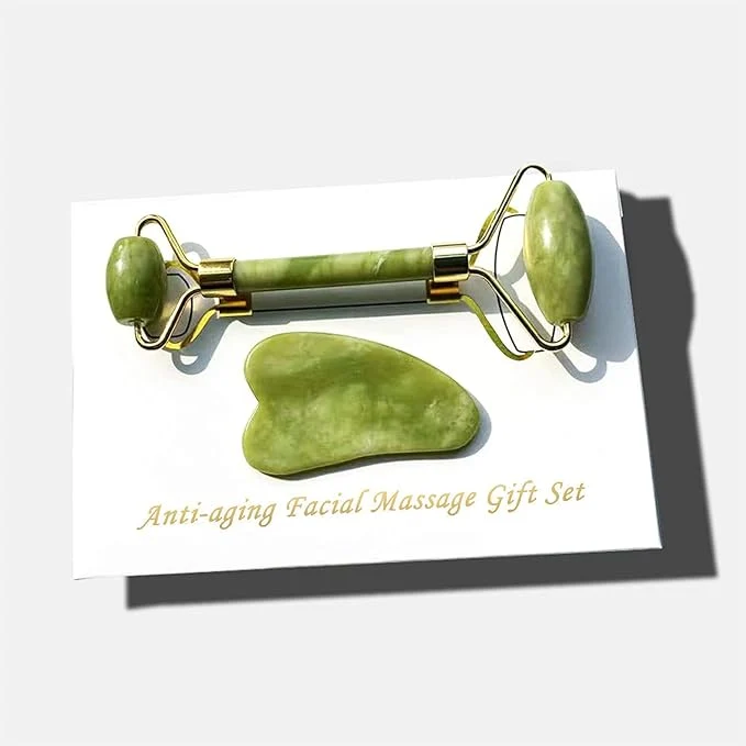 Original Design Jade Roller Gua Sha Facial Tools Set Guasha Facial Massage Tool Face Roller Environmentally Friendly