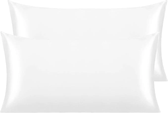 Exceptional NTBAY 2 Pack Satin King Pillowcases for Hair and Skin Luxurious and Silky Pillow Cases with Envelope Closure 20×36 Inches White Exclusive