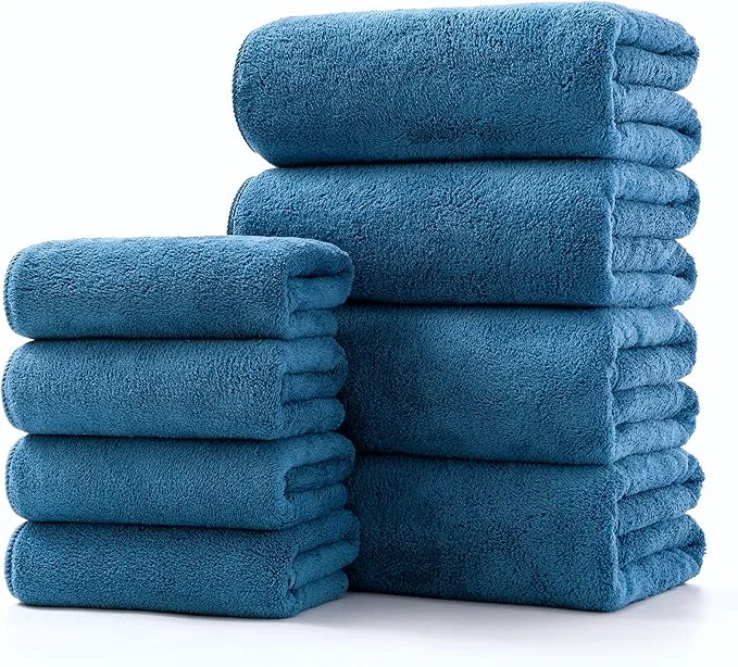 Minimalist Lumimi Towel Set of 8 Very Soft Microfiber 4 Bath and 4 Hand Towels Quick Dry Specialty