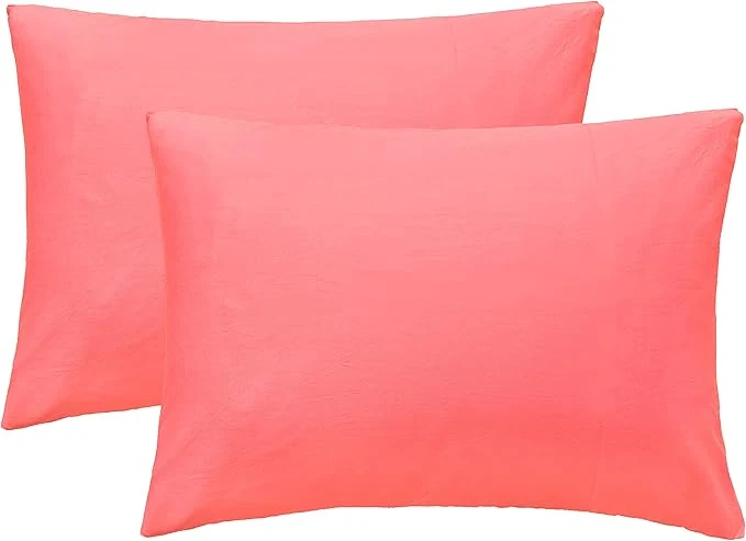 World-Class iMaylex Soft Egyptian Cotton Zipper Closure Pillowcases Cozy and Lightweight Pillow Case Set of 2 Coral Pink King 20 quot x 36 quot Verified