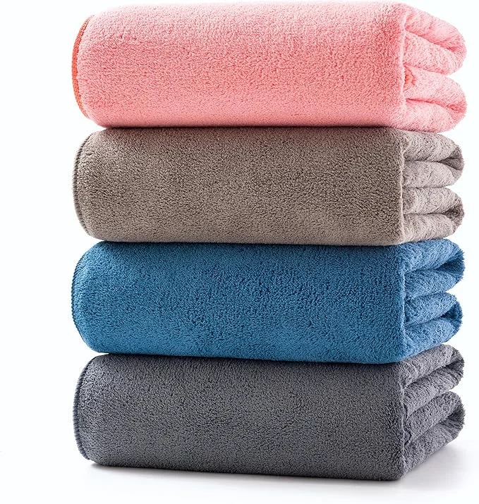 Certified Lumimi 4 Pack Microfiber Bath Towel Set Ultra Absorbent Quick Dry 29 L x 13 W Modern