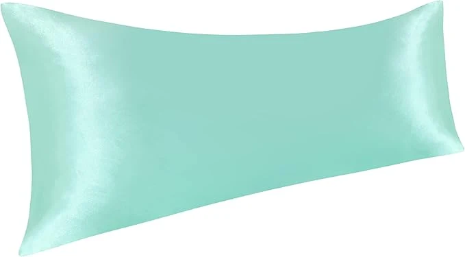 Superior NTBAY Satin Body Pillowcase for Hair and Skin Luxurious and Silky Pillow case with Envelope Closure 20×54 Inches Light Blue Excellent
