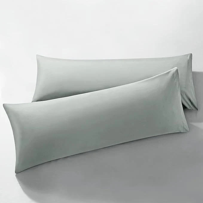 Functional MILVOWOC 2Pcs Brushed Microfiber Body Pillowcases – 20 x 48 Inch Silver Pillow Case Set Non Slip Envelope Pillow Cover with Moisture Absorption and Anti-Wrinkle Authentic
