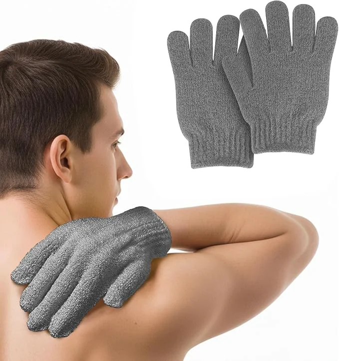 Eco-Friendly MOLOPPO 2 PCS Exfoliating Glove Scrub Gloves Exfoliating Body Exfoliator Organic