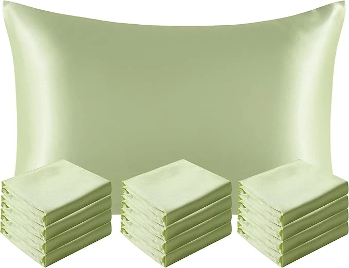 Proven NTBAY 12 Pack Satin Standard Pillowcases for Hair and Skin Luxurious and Silky Pillow Cases with Envelope Closure 20 x 26 Inches Sage Green Healthy