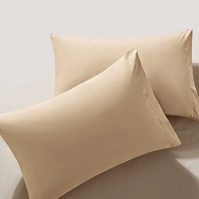 Clean MILVOWOC 2Pcs Brushed Microfiber Standard Pillowcases – 20 x 26 Inch Camel Pillow Case Set Non Slip Envelope Pillow Cover with Moisture Absorption and Anti-Wrinkle Verified