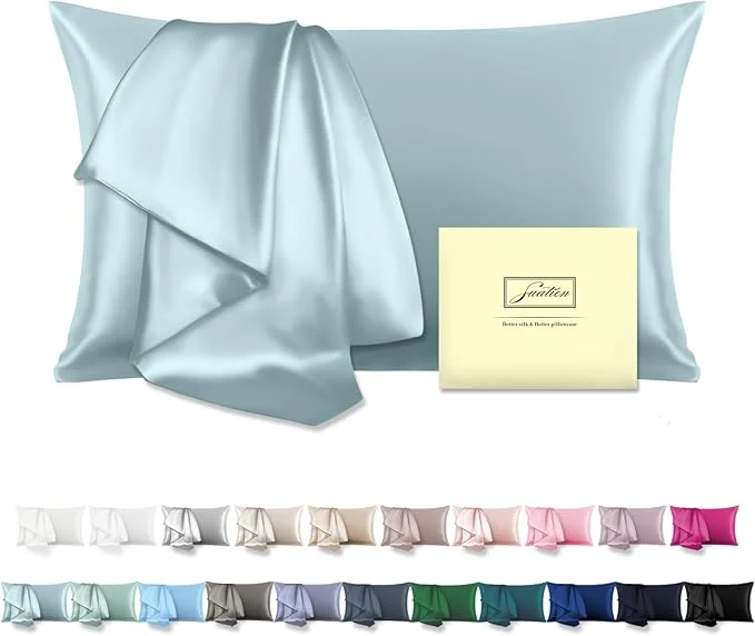 Efficient Mulberry Silk Pillowcase for Hair and Skin Queen Size 20 quot X 30 quot Pillow Case with Hidden Zipper Soft Breathable Smooth Cooling Silk Pillow Covers for Sleeping Haze Blue Queen 1Pcs Quality