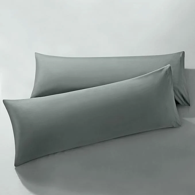Elite MILVOWOC 2Pcs Brushed Microfiber Body Pillowcases – 20 x 48 Inch Dark Grey Pillow Case Set Non Slip Envelope Pillow Cover with Moisture Absorption and Anti-Wrinkle Optimized