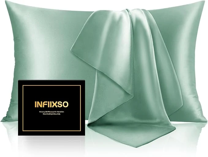 Outstanding INFIIXSO Mulberry Silk Pillow Case King Size Silk Pillowcase with Hidden Zipper 20 quot x36 quot Smooth and Soft Pillow Cases for Hair and Skin Mint Green 1 Pack Fine Crafted