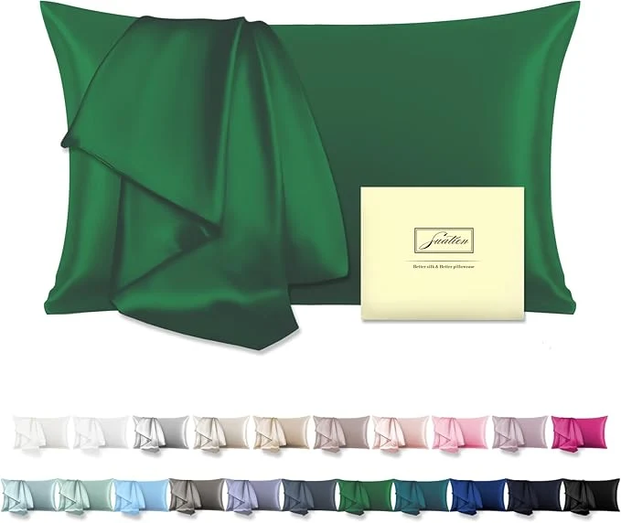 Elegant Mulberry Silk Pillowcase for Hair and Skin Standard Size 20 quot X 26 quot Pillow Case with Hidden Zipper Soft Breathable Smooth Cooling Silk Pillow Covers for Sleeping Olive Green Standard 1Pcs Luxury