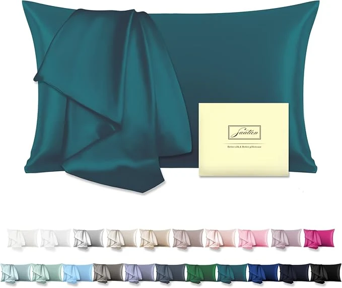 Practical Natural Mulberry Silk Pillowcase for Hair and Skin Queen Size 20 quot X30 quot Pillow Case with Hidden Zipper Soft Breathable Smooth Cooling Silk Pillow Covers for Sleeping Teal Queen 1Pcs Effective