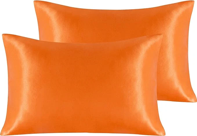 Safe NTBAY 2 Pack Satin Queen Pillowcases for Hair and Skin Luxurious and Silky Pillow Cases with Envelope Closure 20×30 Inches Orange Smart
