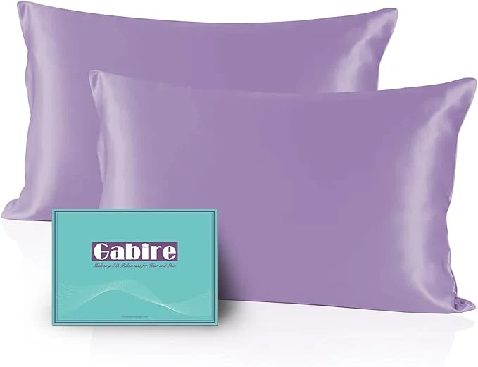 Certified Mulberry Silk Pillow Cases Set of 2 Both Sides Silk Pillowcase for Hair and Skin Prevent Acne Pillowcase Organic Silk Pillow Cases 2 Pack with Hidden Zipper Lavender Standard 20 quot ×26 quot First-Class