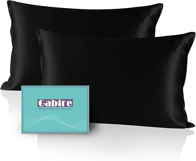Professional Mulberry Silk Pillow Cases Set of 2 Both Sides Silk Pillowcase for Hair and Skin Prevent Acne Pillowcase Organic Silk Pillowcase 2 Pack with Hidden Zipper Black Standard 20 quot ×26 quot Dependable