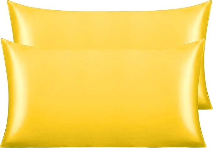Dependable NTBAY 2 Pack Satin King Pillowcases for Hair and Skin Luxurious and Silky Pillow Cases with Envelope Closure 20×40 Inches Yellow High-Quality