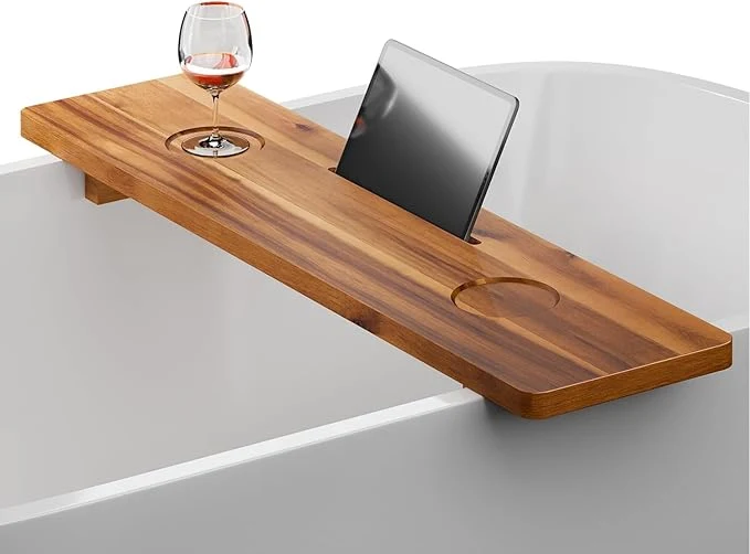 Luxury Tinamo Acacia Bathtub Caddy Tray Table 35×9 Inch Large Bath Tub Wooden Innovative