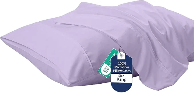 Environmentally Friendly Royale Linens King Pillowcase Set of 2 – Bed Pillow Cover – 20 quot x 40 quot – Pillowcases – 1800 Brushed Microfiber Wrinkle amp Fade Resistant – Soft amp Cozy- King Size Pillow Case Lavender Consistent