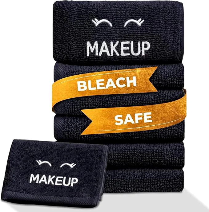 Next-Generation White Classic Bleach Safe Black Makeup Washcloths Fast