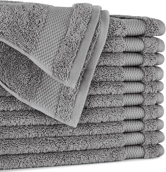 High-End BIOWEAVES Organic Cotton 700 GSM Plush Washcloths 13 x 13 GOTS Specialty