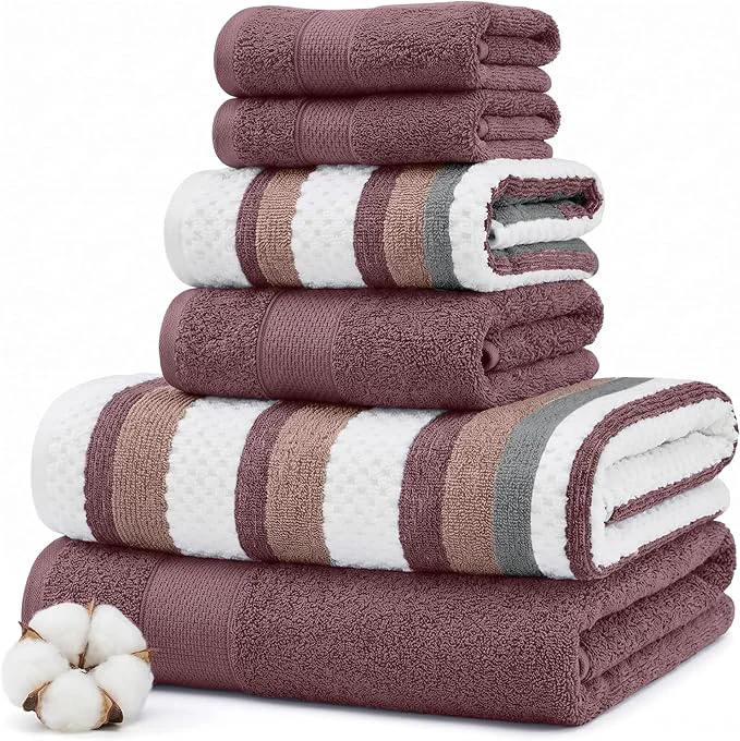 Exceptional Modern Threads Pax 6-Piece Reversible Yarn Dyed Jacquard Towel Set Solid