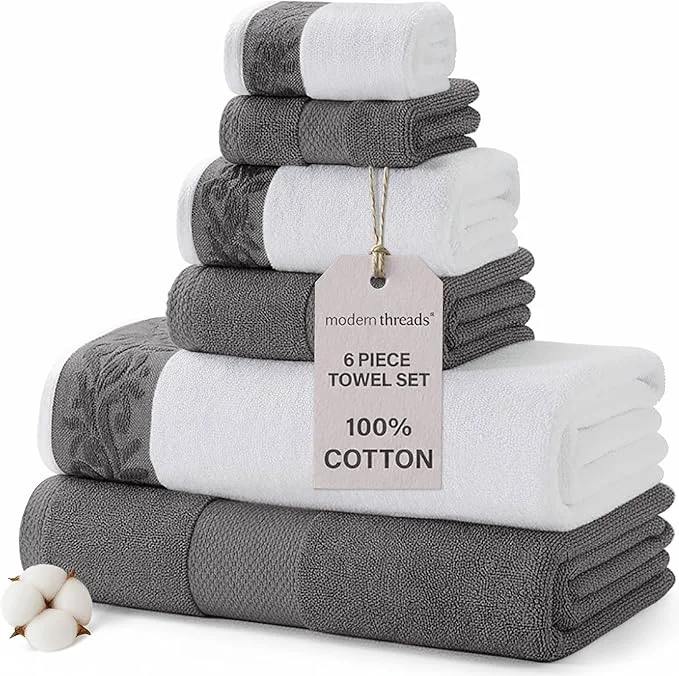 Secure Modern Threads 600 GSM 6-Piece Towel Set Powerful