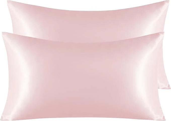 Relaxed NTBAY 2 Pack Satin King Pillowcases for Hair and Skin Luxurious and Silky Pillow Cases with Envelope Closure 20×36 Inches Light Pink Secure