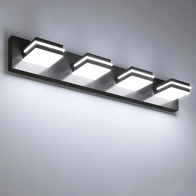 Fashionable VOLISUN Modern 30-Inch Black Bathroom Vanity Light Fixtures Cool White LED High-End