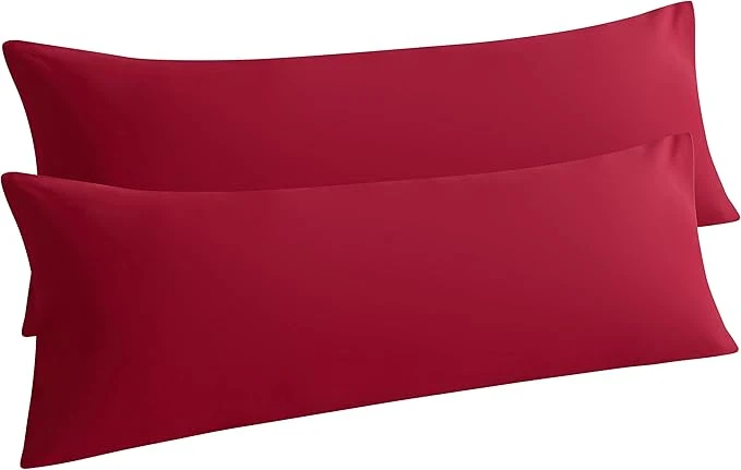 Effective NTBAY Body Pillow Cases Set 2 Pack Brushed Microfiber 20×54 Inches Soft Wrinkle Fade Stain Resistant Wine Red Pillow Cases with Envelope Closure Responsible