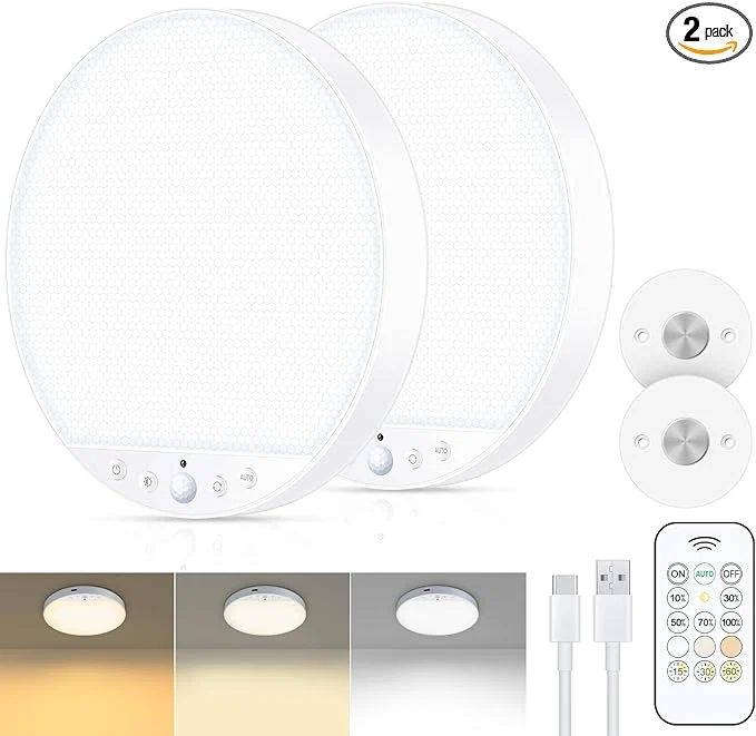 Easy-to-Use Rechargeable 8W Motion Sensor Ceiling Light Indoor No Wiring Magnetic Selected