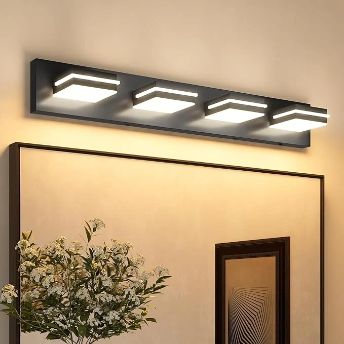Original VOLISUN Modern 30-Inch 4-Light Black LED Bathroom Vanity Light Fixtures Over Eco-Friendly