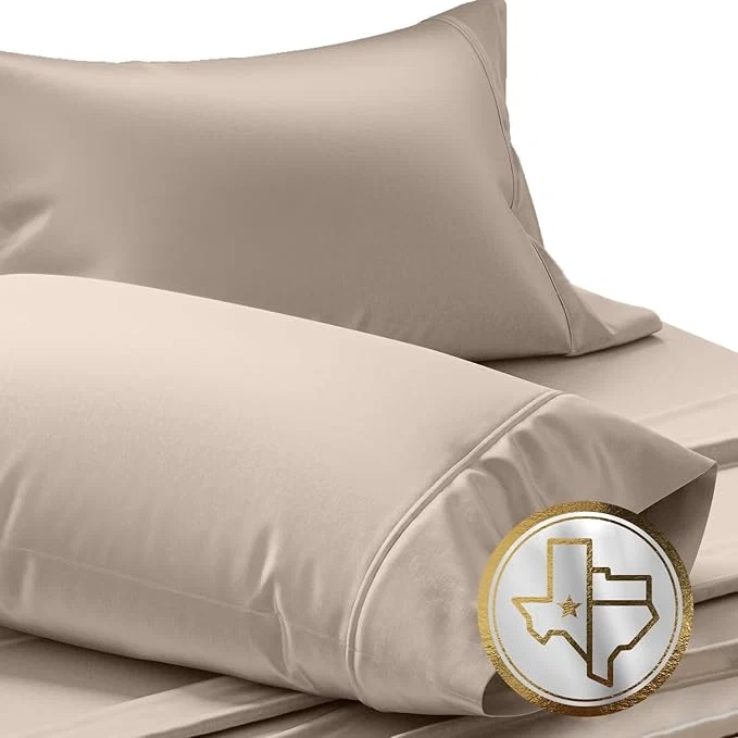 Outstanding TEXAS LINEN CO. Luxury Egyptian Cotton King Pillow Cases Set of 2-1000 Thread Count Pillowcases for Sleeping Silky Soft Cooling Pillow Cover Extra Long Staple Hotel Quality Pillow Cases – Taupe Sustainable