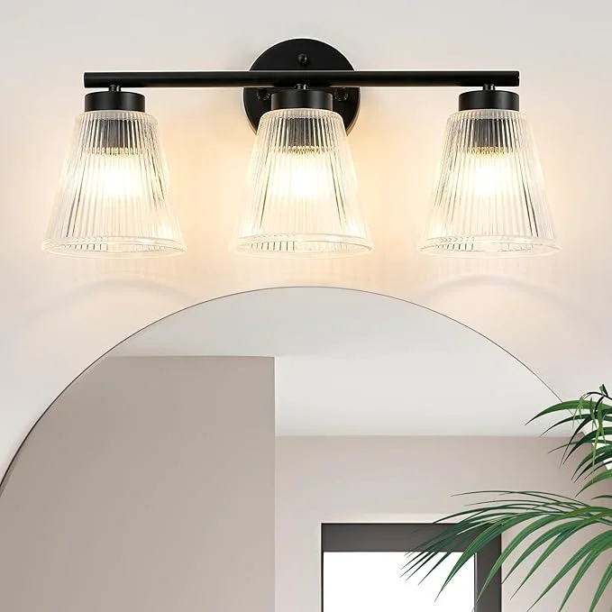 Excellent OCIOC Black Bathroom Vanity Lights 3-Light Modern Bathroom Light Fixtures Secure