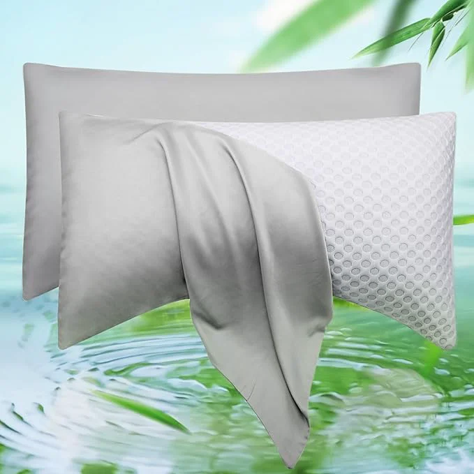 Verified Cooling Crescent Side Sleeper Pillow Cases King Size Set of 2 – Curved Rayon Derived from Bamboo Pillowcase Cover – Breathable Silky Pillowcase for Hot Sleepers Hair and Skin 20 36 Inches Light Grey Stylish