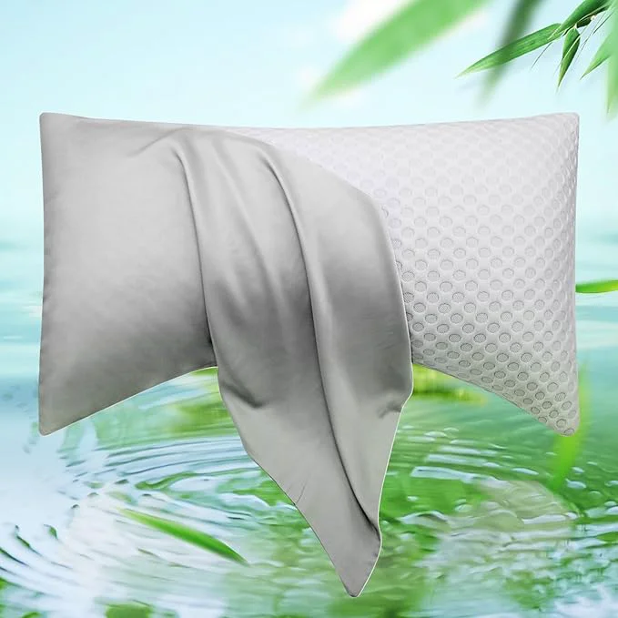Verified Cooling Curved Pillow Cases – Rayon Derived from Bamboo Side Sleeper Pillowcase Cover – Breathable Soft Pillowcase for Hot Sleepers Hair and Skin King Size 1 Piece 20 36 Inches Light Grey Crafted