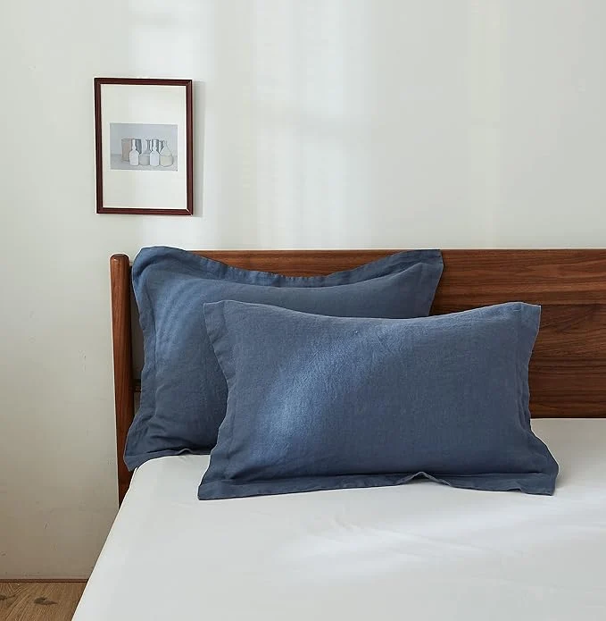 Flexible Simple amp Opulence Linen Pillow Case Queen Size Set of 2 Classic Blue Pillow Covers with Overlap Closure Luxury Breathable Pillowcases Protectors Suitable for All-Season 20 quot X 26 quot Classic Blue Original
