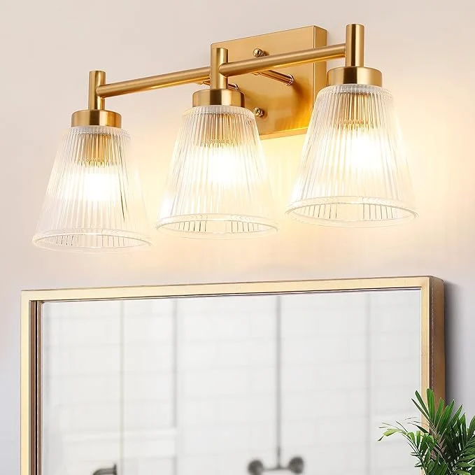 Fine OCIOC 3-Light Bathroom Vanity Light Modern Gold Wall Light Fixture Minimalist