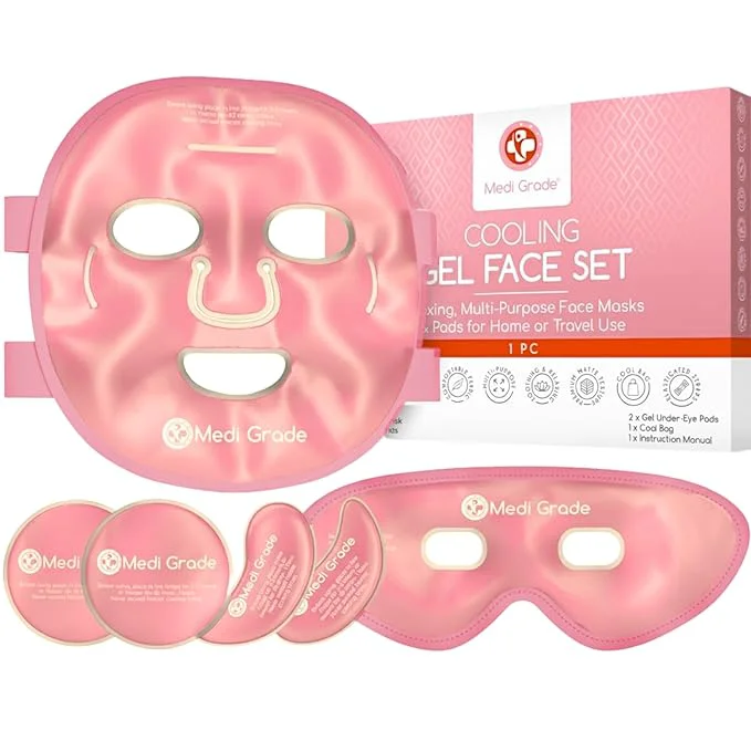 Fine Medi Grade Cooling Ice Face Mask and Cooling Eye Mask Natural