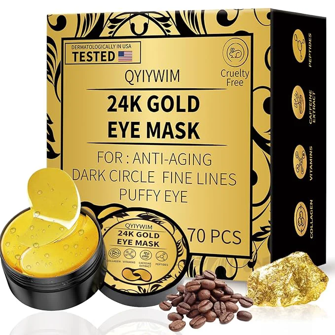 Detailed Qyiywim Under Eye Patches 70PCS 24K Gold Eye Patches Outstanding