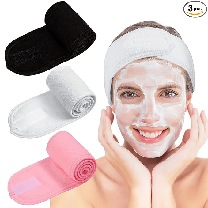 Trendy Whaline 3Pcs Spa Facial Headband Make Up Wrap Head Terry Cloth Headband Responsible