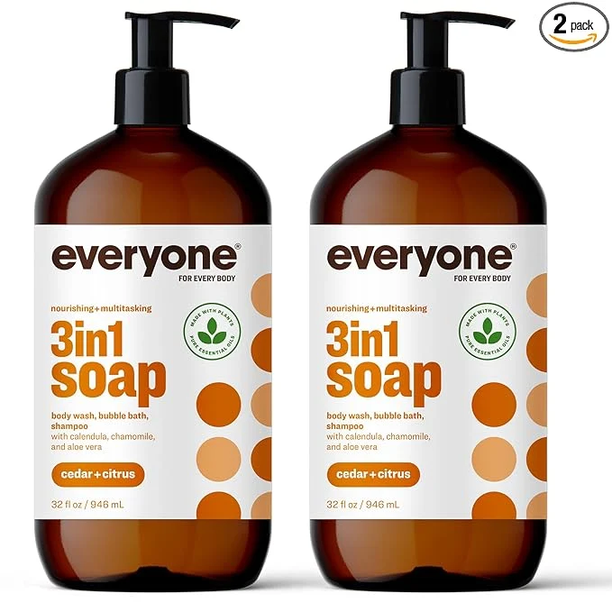 Excellent Everyone 3-in-1 Soap Body Wash Bubble Bath 32 Ounce Cedar and Citrus Safe