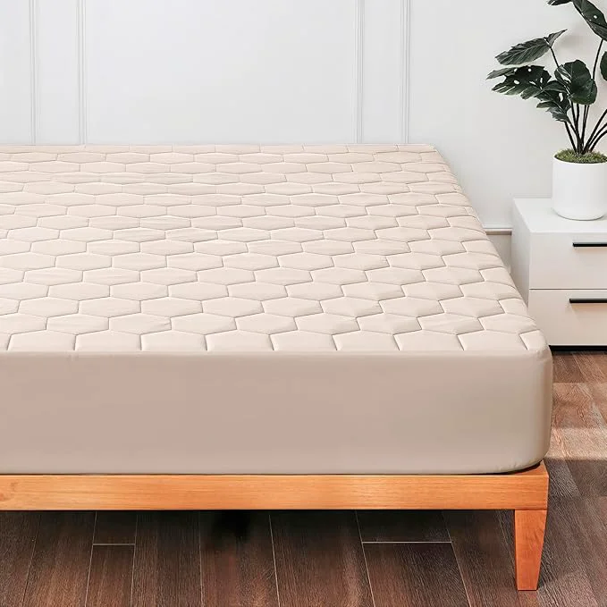 Classic Hearth amp Harbor King Size Quilted Fitted Mattress Pad Cover Waterproof Mattress Protectors Deep Pocket Fitted Mattress Cover 8 quot – 21 quot 78 quot x 80 quot Beige Cream Prestigious