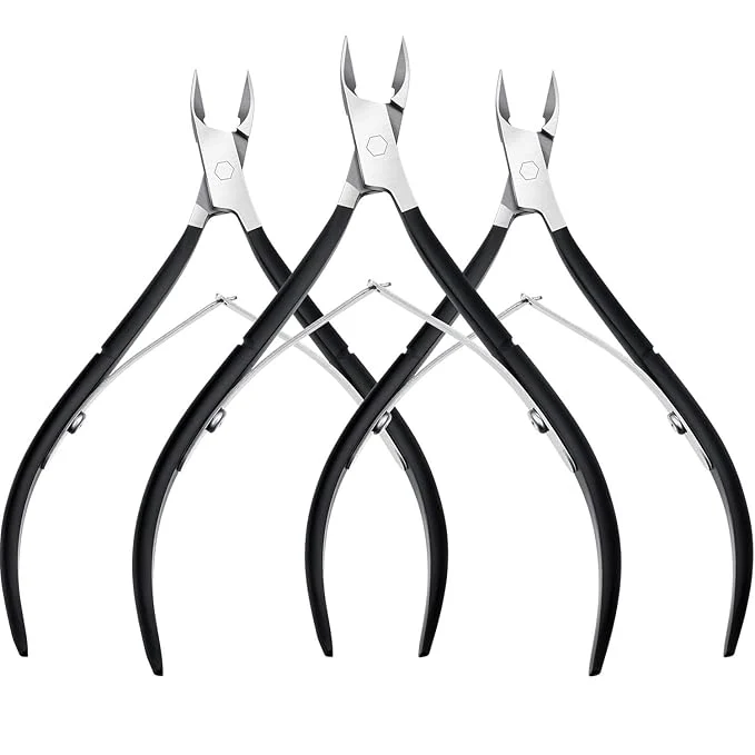 Fine Mudder 3 Pack Black Cuticle Trimmer Nippers Cutter Tool Stainless Steel Nail Advanced