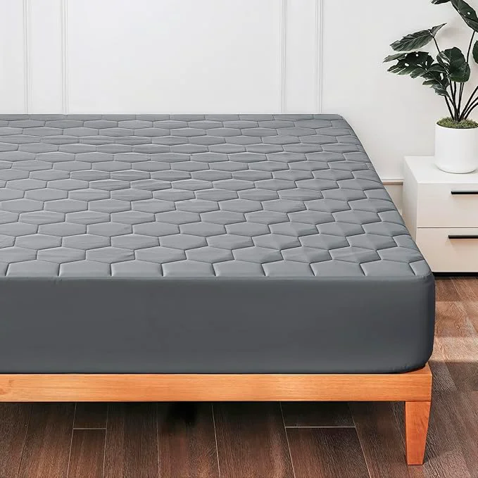 Enhanced Hearth amp Harbor King Size Quilted Fitted Mattress Pad Cover Waterproof Mattress Protectors Deep Pocket Fitted Mattress Cover 8 quot – 21 quot 78 quot x 80 quot Gray Official
