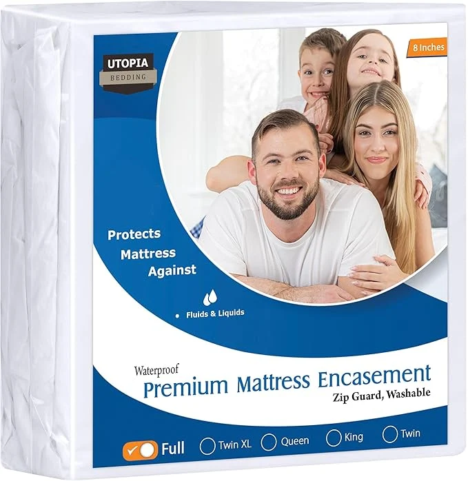 Relaxed Utopia Bedding Premium Waterproof Bed Bug Mattress Cover Full Zippered Mattress Protector 8 Inches Deep Dust Mite Proof 6-Sided Mattress Encasement for Bed Professional