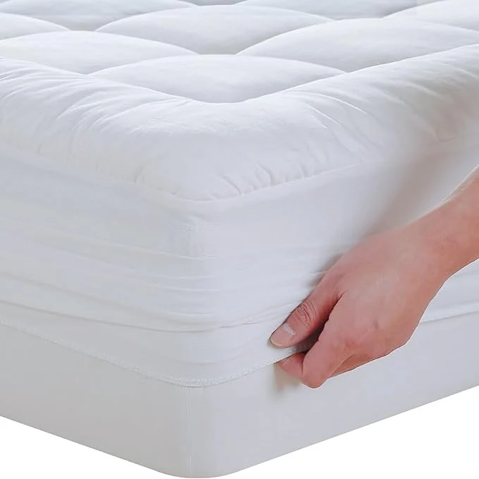 Elegant Nutan Quilted Fitted Fluffy amp Soft Mattress Pad Breathable Mattres Topper Cooling Protector Cover with 18 Deep Pocket Full White