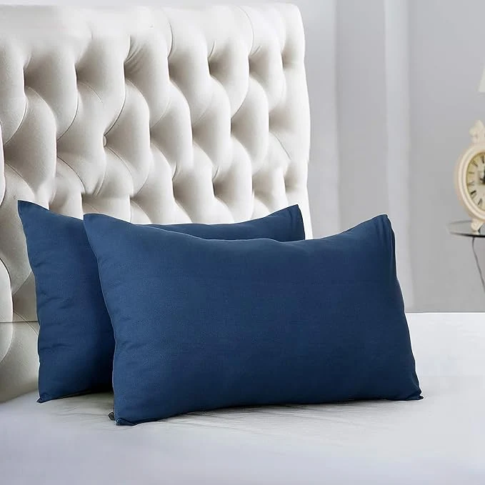 Enhanced EVOLIVE Ultra Soft Brushed Microfiber King Size 20 quot x40 quot Pillowcases Pair with Envelope Clousure Set of 2 20 quot x40 quot King Navy Minimalist