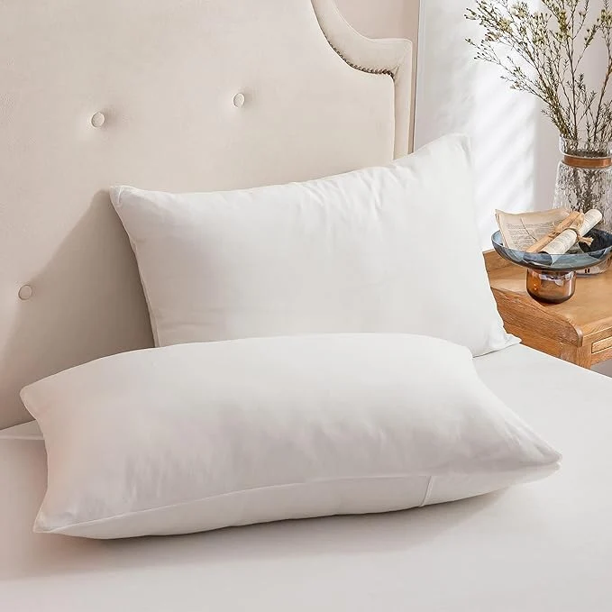 First-Class PURE ERA Jersey Knit Pillowcases T-Shirt Cotton Super Soft Comfy Breathable Set of 2 Standard 20 quot x 36 quot Solid Off White Versatile